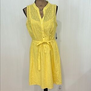 Studio One Yellow Buttoned Tie Front Sundress